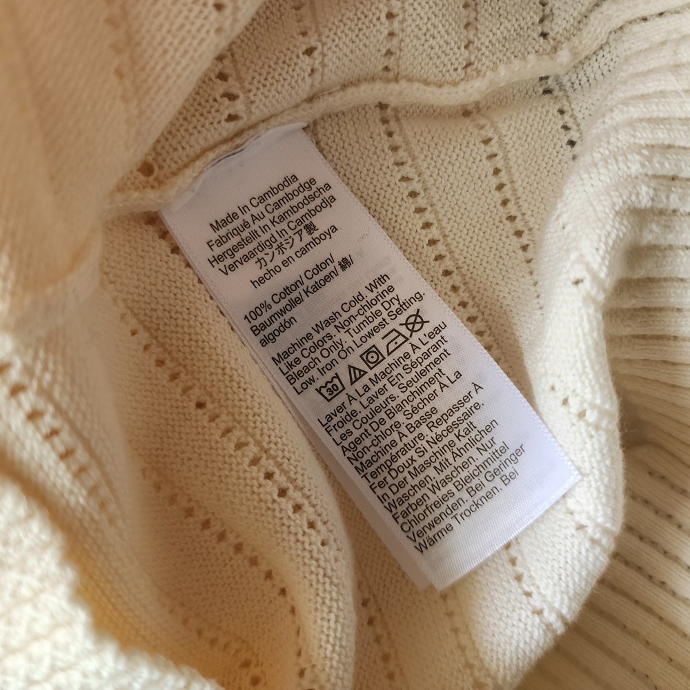 Madewell Womens Short Sleeve Size Medium Textural Stitch Crewneck Sweater Cream - Picture 6 of 10